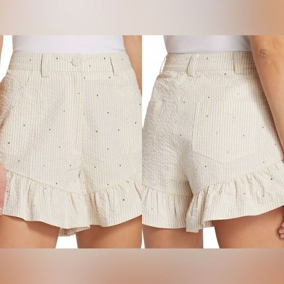 Cinq à Sept NWT RHINESTONE DITSY NEEMA SHORT In White/Plaster Size 2 - Picture 1 of 13